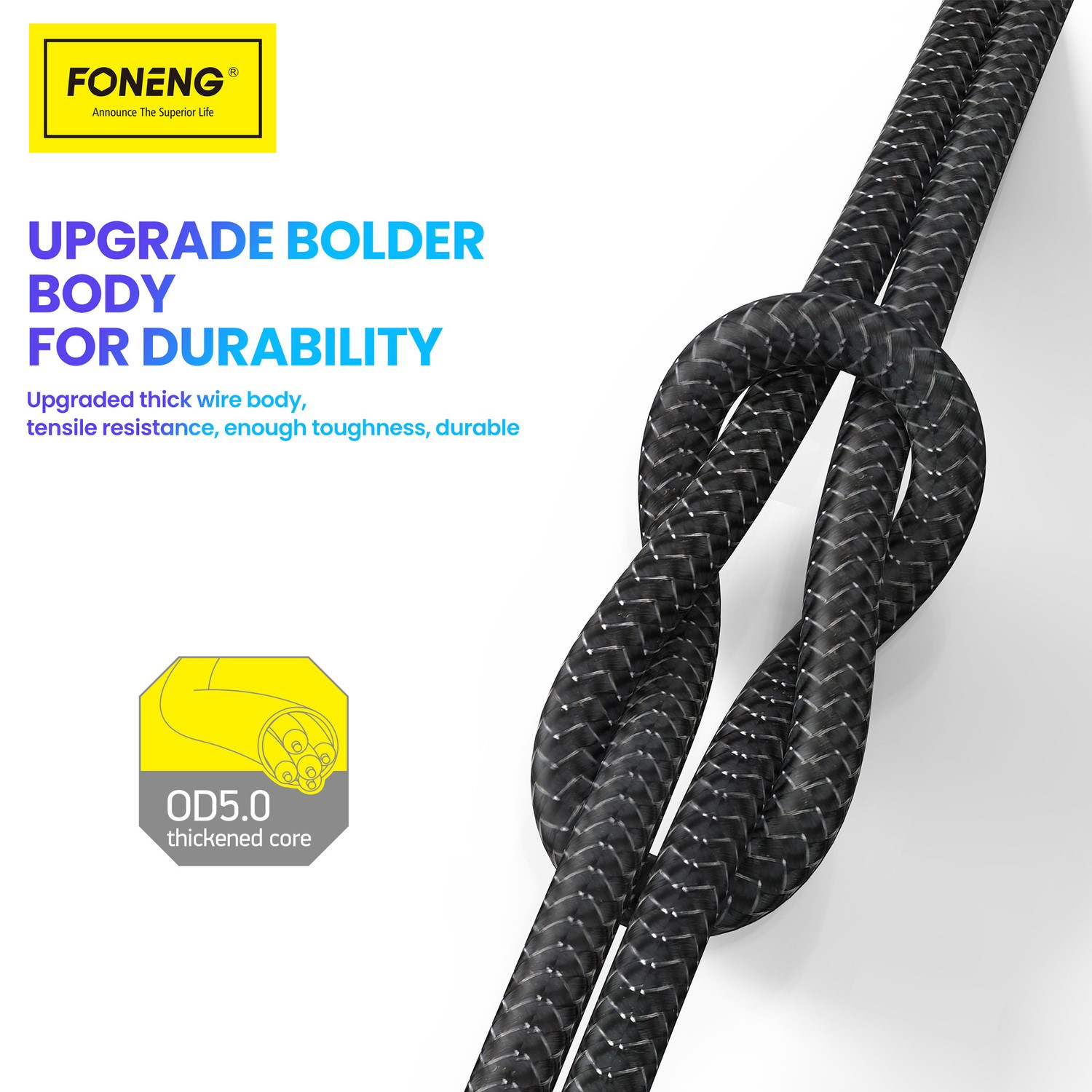 Cablu Foneng USB-Lightning, 3A, 1M Negru - 4 | YEO